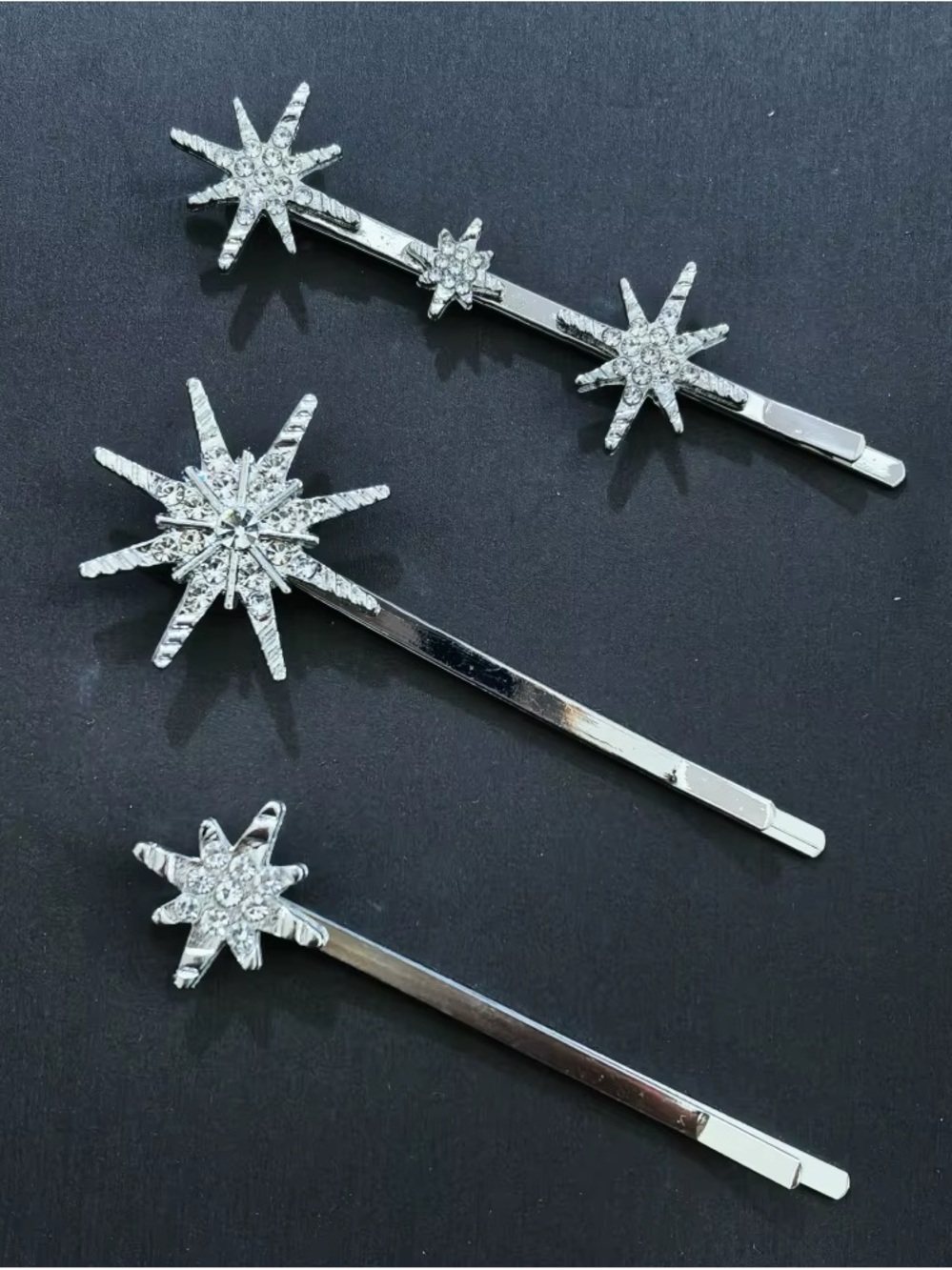 Free People Silver Starburst Crystal Bobby Pin Set - Women Accessories